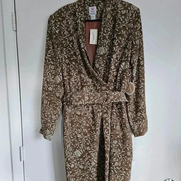Studio By Pat Argenti Brown Floral Dress Jacket Women’s 14 NWT - Picture 1 of 12